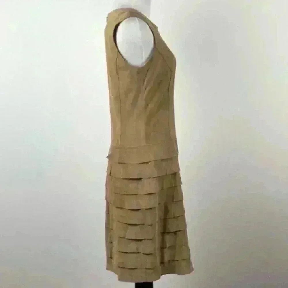 Etcetera dress 4 suede ruffled drop waist pencil - Picture 4 of 8